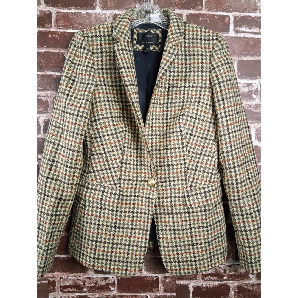 J Crew Regent Blazer Jacket Size 4 Tweed Luxury British Moon Wool Houndstooth